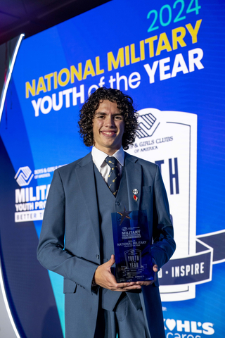 2024 National Military Youth of the Year, Taylor R. celebrates his recognition after being honored in Washington D.C. by Boys & Girls Clubs of America, alongside National Sponsors of Youth of the Year, Toyota and Kohl's Cares. (Photo: Business Wire)