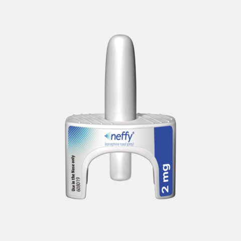 Photo: Aptar’s Unidose System for the neffy® 2 mg (epinephrine nasal spray). Image courtesy of ARS Pharmaceuticals.