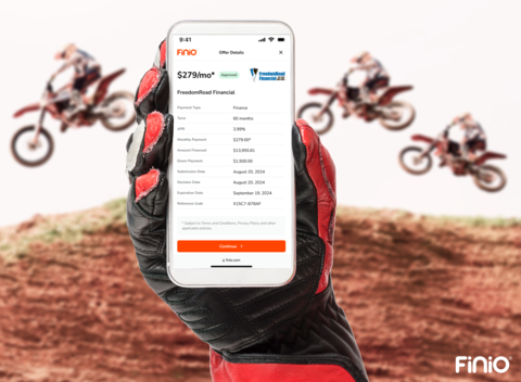 Instant credit approval by FreedomRoad Financial powered by Finio.com. (Photo: Business Wire)