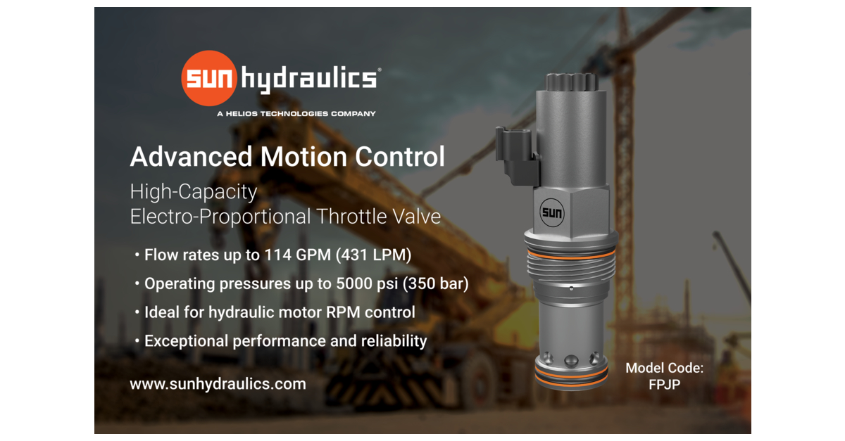 Helios Technologies Releases High Capacity, Electro-Proportional Flow Control Valve Solution for Precise Motion Control at High Flow Rates