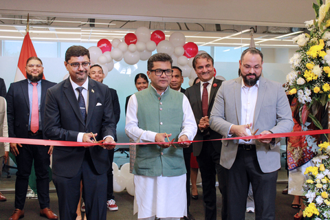 Dr.Sumit Seth, India's Ambassador to Panama (L), and Pabitra Margherita, Indian Union Minister of State for External Affairs and Textiles (C), at the inauguration of Prodapt’s expanded nearshore center in Panama. (Photo: Business Wire)