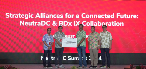 Mayank Srivastava, CEO BDx Data Centers, and Andreuw Th.A.F, CEO NeutraDC, when unveiling Phase 1 of the Strategic Alliance collaboration in Bali, Monday, 26 August 2024. (Photo: Business Wire)