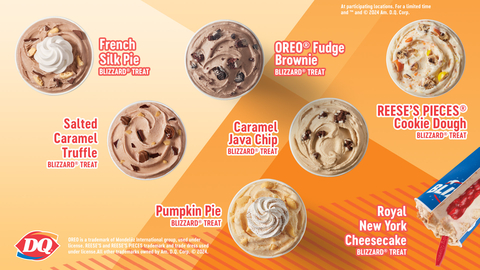 Dairy Queen's new Fall Blizzard Treat Menu is available starting August 26, and from September 9 through September 22, fans can enjoy a Buy One, Get One (BOGO) free Blizzard Treat offer available in the DQ Mobile App. (Photo: Business Wire)