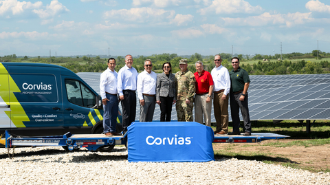 Honorable Rachel Jacobson, Assistant Secretary of the Army for Installations, Energy and Environment, visited Fort Riley where she toured the ground-mount solar array project. Pictured left to right: SVP, CRC Innovations, Pablo Varela; Corvias Managing Director, DOD, Pete Sims; Corvias CEO, Chris Wilson; Assistant Secretary of the Army for Installations, Energy and Environment, Hon. Rachel Jacobson; US Army Garrison Commander, COL Gerald Nunziato; Deputy to the Garrison Commander at Ft. Riley, Steve Crusinberry; Ft. Riley Director of Public Works, Jeff Williamson; Ft. Riley Chief of Housing, Steve Milton.