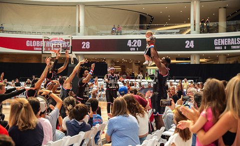 Harlem Globetrotter Corey "Thunder" Law in action at American Dream. (Photo: Business Wire)