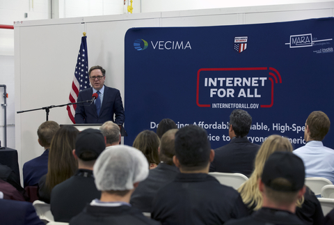 Alan Davidson, Assistant Secretary of Commerce for Communications and Information and Administrator, NTIA, gives remarks at the Vecima launch of US manufacturing at MARA Technologies USA in Holly, Michigan (Photo: Business Wire)