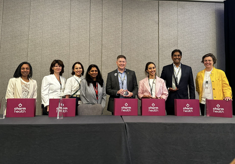 The winners of the 2024 CharmHealth Innovation Challenge stand alongside CharmHealth founder and CEO, Pramila Srinivasan. This dynamic group represents the forefront of healthcare innovation, unveiling transformative solutions that aim to enhance patient care and streamline health IT processes. Pictured left to right are: Tina John, CEO and Founder, Avira Health; Olga Muller, CEO and Founding Partner, Kepler Team; Olga Ryzhikova, CDO and Founding Partner, Kepler Team; Pramila Srinivasan, CEO, CharmHealth; Joseph Cody, CEO and Founder, Grain Fertility; Mayra Hurtado, Co-founder, Hormony (Prelude Health); Nilesh Bhandari, CEO and Co-founder, Advanced Health Academy; Aiste Ulozaite, Director of Engineering, Molecular You (Photo: Business Wire)