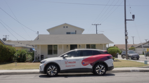 Falck Mobile Care vehicle parked in a residential neighborhood, providing healthcare services directly to residents in the comfort of their own homes. (Photo: Business Wire)