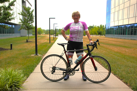 C2C4C Rider Jill McKenzie who is riding to honor her two best friends and father who battled cancer (Photo: Bristol Myers Squibb)