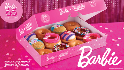 Krispy Kreme® is making an iconic flavor statement – literally – to celebrate Barbie brand’s 65th anniversary: four all-new doughnuts featuring unique designs and fabulous flavors inspired by Barbie, the trend-setting and timeless global fashion doll. (Photo: Business Wire)