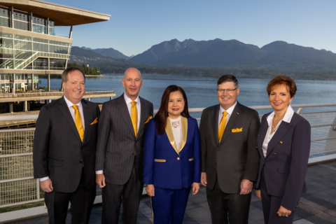 The 2025 MDRT Executive Committee, from left: Clay Gillespie, CFP, CLU; John F. Nichols, MSM, CLU; Carol Kheng, ChFC; Gregory B.  Gagne, ChFC; Aurora L. Tancock, CFP, FLMI (Photo: Business Wire)