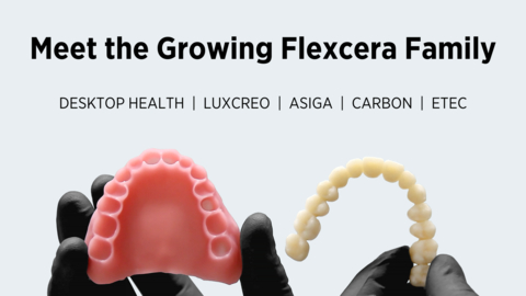 Flexcera family resins from Desktop Health are now qualified for use with LuxCreo 3D printers, the latest 3D printer hardware brand to begin offering the popular nanoceramic polymer used for 3D printing cosmetic, restorative, and removable dental prosthetics. (Photo: Business Wire)