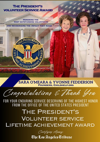 Sara O'Meara & Yvonne Fedderson were recently awarded The President’s Volunteer Service Lifetime Achievement Award from the Office of the President of the United States through the nominating agency of the Los Angeles Tribune(Graphic: Business Wire)