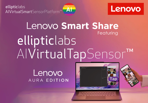 Elliptic Labs and Lenovo Announce Smart Share on Lenovo's newest Aura Edition laptops. (Graphic: Business Wire)