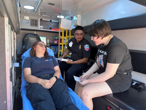 A Learn4Life high school student participates in the final exam for a dual-enrollment EMT introductory course (Photo: Business Wire)