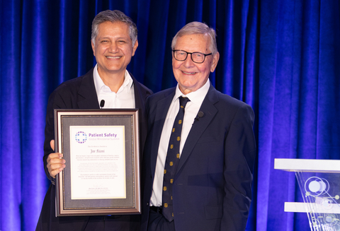 Patient Safety Movement Foundation Founder Joe Kiani is recognized by the Patient Safety Global Ministerial Summit at PSMF's annual World Patient Safety, Science & Technology Summit, which opened today. Dr. Mike Durkin, PSMF's board chair, presented the honor. (Photo: Business Wire)