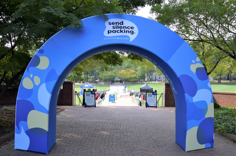 Entrance of Send Silence Packing mental health education exhibit (Photo: Business Wire)