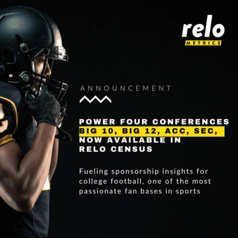 Relo Metrics Adds the Power Four Conferences to Relo Census as the 2024 College Football Season Starts - BIG 10, BIG 12, ACC & SEC (Graphic: Business Wire)