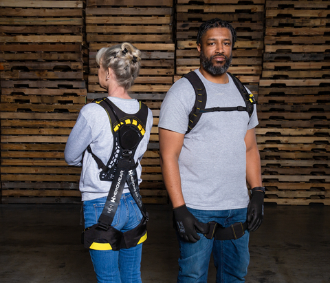 HeroWear's Apex 2 exosuit can reduce muscle fatigue and muscle strain by up to 40% during physically-demanding movements. Exoskeletons are wearable devices that augment, enable, assist, and/or enhance physical activity. Exosuits are a type of exoskeleton made primarily from soft, flexible materials. (Photo: Business Wire)