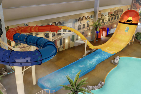 The "Dawn Breaker" is the only water slide of its kind in Northeastern Ohio. This two-person indoor experience offers an exhilarating ride, featuring a heart-pounding "boomerang" effect as riders chase an African sunrise. (Photo: Business Wire)