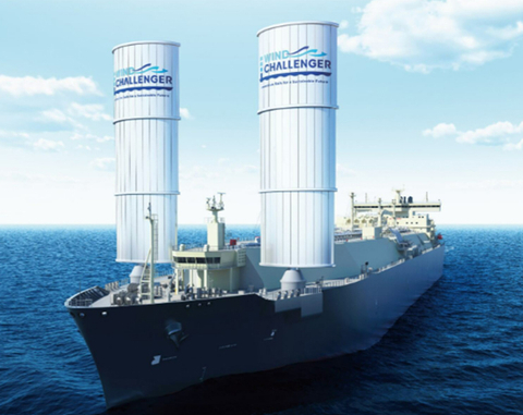 The Wind Challenger equipped LNG carrier (Photo: Business Wire)