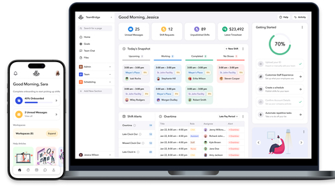 TeamBridge platform from an employee and admin view. (Photo: Business Wire)