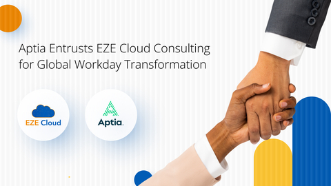 Logos of EZE Cloud Consulting and Aptia reflecting on their alliance, for Aptia’s global Workday AMS. (Graphic: Business Wire)