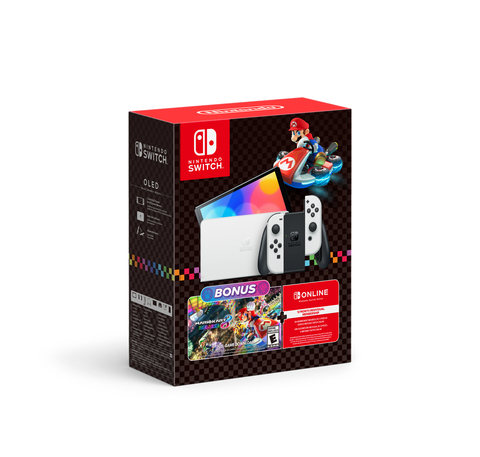 Nintendo invites you to skip the holiday rush and get an early jump on your gift-giving with two bundles available this fall. The Nintendo Switch – OLED Model: Mario Kart 8 Deluxe Bundle includes the Nintendo Switch – OLED Model system with white Joy-Con controllers, a download code for the Mario Kart 8 Deluxe game and a 12-month Nintendo Switch Online Individual Membership. (Photo: Business Wire)