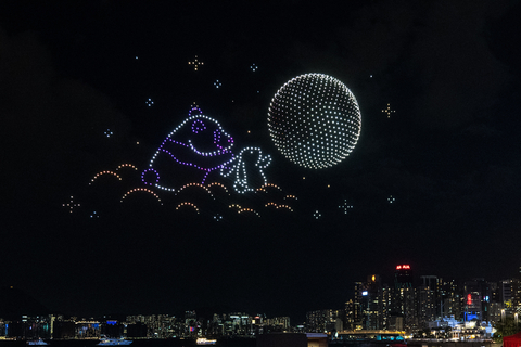 As the full moon rises, the jade rabbit reappears with its adorable panda friend to delight the audience. (Photo credit: Hong Kong Tourism Board)