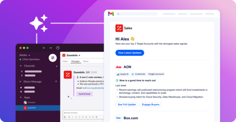 ZoomInfo Copilot users get instant notifications of key account activity across multiple channels including Slack, Microsoft Teams, email and in-app, so they never miss an opportunity to engage. (Photo: Business Wire)