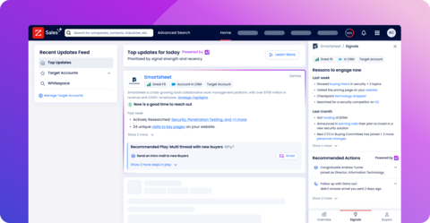 The refreshed ZoomInfo homepage greets users with active, prioritized accounts based on key signals and insights so sellers can focus on the most important opportunities as soon as they log in. (Photo: Business Wire)