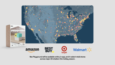 Map display of Nex Playground national retail store expansion in Best Buy, Walmart and Target (Graphic: Business Wire)