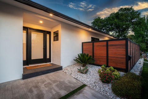 Harvey Windows + Doors brand direct glazed entry door and sidelite configuration in the ONYX finish.(Photo: Business Wire)