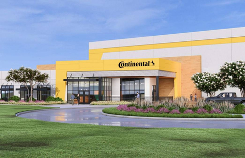 Continental has purchased land in the Dallas-Fort-Worth-Metroplex to build its first fully owned distribution center in the U.S. An initial 3D view shows what the building complex might later look like. (Photo: Business Wire)