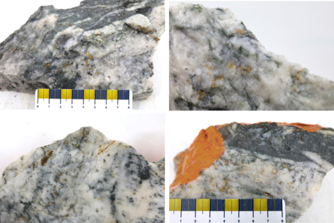 Figure 2. Photos of mineralization from KM-24-01-17 ^Note that these photos are not intended to be representative of gold mineralization in KM-24-01-17 (Photo: Business Wire)