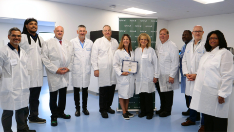 Aptar employees, along with members of Aptar's senior leadership team and local government officials and representatives, celebrate Aptar Pharma’s capacity expansion in Congers, New York. Left to right: Luis E. Barcia, District Representative, Rep. Mike Lawler (NY-17); Baylen Rodriguez, Aptar QC; Michael Graziano, Councilman, Ward 2; Alex Theodorakis, President, Aptar Pharma Prescription; Stephan Tanda, Aptar President and CEO; Isabelle Menard, VP and GM, Aptar Pharma North America; Donna Silberman, Rockland County Clerk; George Hoehmann, Supervisor, Town of Clarkstown; Eric S. Warren, Senior Project Manager, Empire State Development; Gael Touya, President, Aptar Pharma and Kim Chainey, Aptar EVP, Chief Legal Officer and Corporate Secretary (Photo: Business Wire)