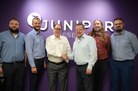 Terrence Shan meets the senior team at Juniper Research (Photo: Business Wire)