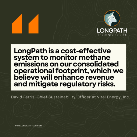 LongPath Technologies, a provider of advanced methane detection and data services, is expanding its methane sensing network across Vital Energy, Inc.’s consolidated assets in the Permian Basin. This expansion underscores LongPath’s role in delivering practical solutions that help operators manage methane emissions and enhance operational efficiency. (Photo: Business Wire)