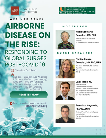 AHF will cohost a webinar, “Airborne Disease on the Rise: Responding to Global Surges Post-COVID-19,” on Tuesday, Oct. 1 at 11:00 EDT, virtually via Zoom. (Photo: Business Wire)