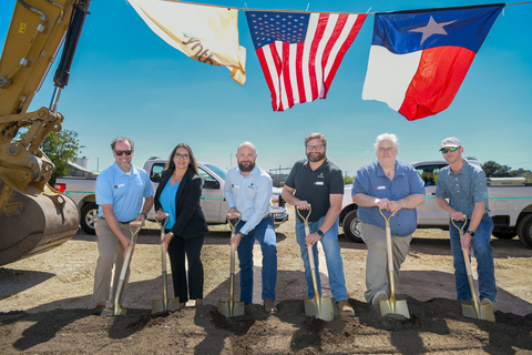 Synthica Energy broke ground today on its new RNG facility in San Antonio. Pictured (from left) are Clayton Bubeck, Rettew; Carmen Lara, greater:SATX; Grant Gibson, Synthica co-founder; Sam Schutte, Synthica co-founder; Jason Wert, Rettew; and Graham Greenlea, Archer Western Construction (Photo: Business Wire)