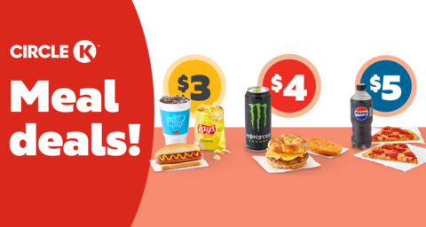 Circle K, the global convenience store chain, today announced new satisfying and convenient Meal Deals with a variety of food and drink offerings at irresistible prices, available in stores throughout the US starting October 1. (Graphic: Business Wire)