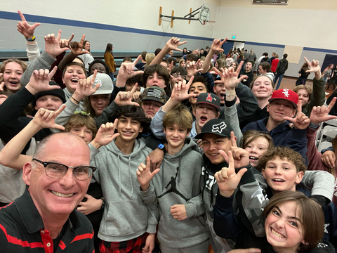 Rocky Herron, a former DEA agent, interacting with students after his drug prevention presentation. (Photo: Business Wire)