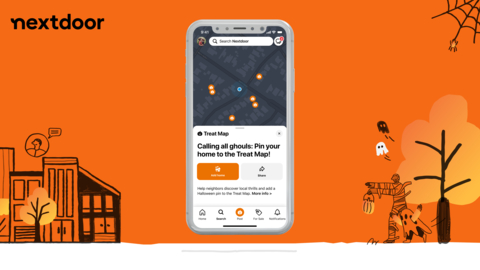 Nextdoor's Annual Treat Map is the original guide for local Halloween fun, inviting neighborhoods to share their spooky season spirit (Graphic: Business Wire)