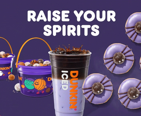 This October, Dunkin' is introducing a striking new Potion Macchiato, a revamped Spider Specialty Donut, and a Halloween MUNCHKINS Bucket, which features new Halloween MUNCHKINS Donut Hole Treats covered in chocolate and orange sprinkles. (Photo: Business Wire)