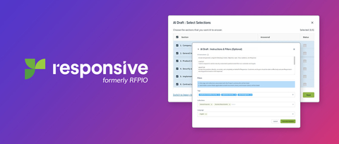 Responsive’s new enhanced GenAI capabilities enable customers to generate tailored first drafts in minutes so they can respond to bids and questionnaires with unprecedented levels of accuracy, speed, and personalization. (Graphic: Business Wire)