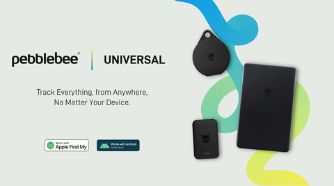 Pebblebee Universal is the first item tracker that seamlessly integrates with both the Apple Find My and the Google Find My Device networks. Choose from Clip Universal, Card Universal or Tag Universal for $34.99. All three Universal trackers are rechargeable making them sustainable too. (Graphic: Business Wire)