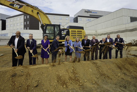 Inspira Health marked its project’s groundbreaking with a celebratory event featuring elected officials, organizational leadership, clinicians, and community partners. (L to R: Jim Jefferson, Deputy Director, Gloucester County Board of Commissioners; NJ Assemblyman Dave Bailey, Legislative District 3; Elizabeth Betsy Ryan, Board Chair, Inspira Health Board; Frank DiMarco, Director, Gloucester County Board of Commissioners; Amy B. Mansue president, CEO, Inspira Health; Dawn Flitcraft, Board Chair, Inspira Hospital Board; Donald Norcross, U.S. Congressman; Jefferson Van Drew, U.S. Congressman; James Bonner, D.O. Chair, Emergency Medicine, Inspira Health; Warren E. Moore, FACHE; EVP, COO; Lou Manzo, Mayor, Harrison Township.) (Photo: Business Wire)