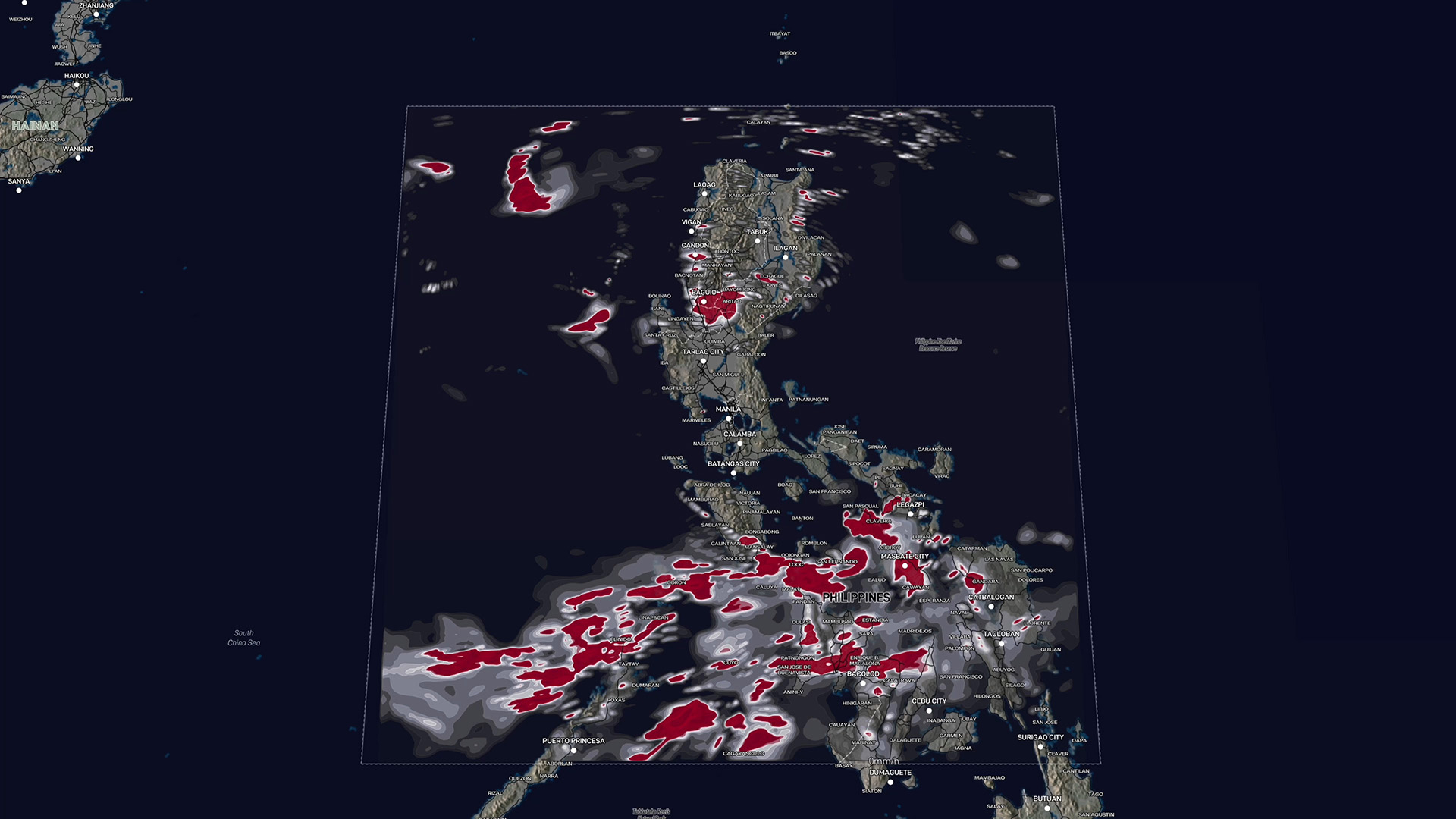 Nationwide precipitation forecast by Atmo showing heavy rains across the Philippines archipelago | Credit: Atmo