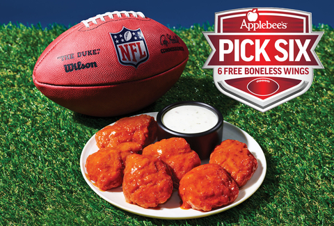 Applebee’s, the Official Grill + Bar Sponsor of the National Football League, kicks off NEW Applebee’s Pick 6 Mondays - where guests can enjoy six FREE Boneless Wings every Monday after a Pick 6 occurs during any Sunday NFL game. (Photo: Business Wire)