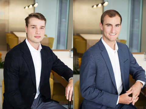 Kale Kolbe (pictured left) joins Crux Capital as a Senior Associate and Christopher Herrod (pictured right) is an Analyst for the firm. (Photo: Business Wire)